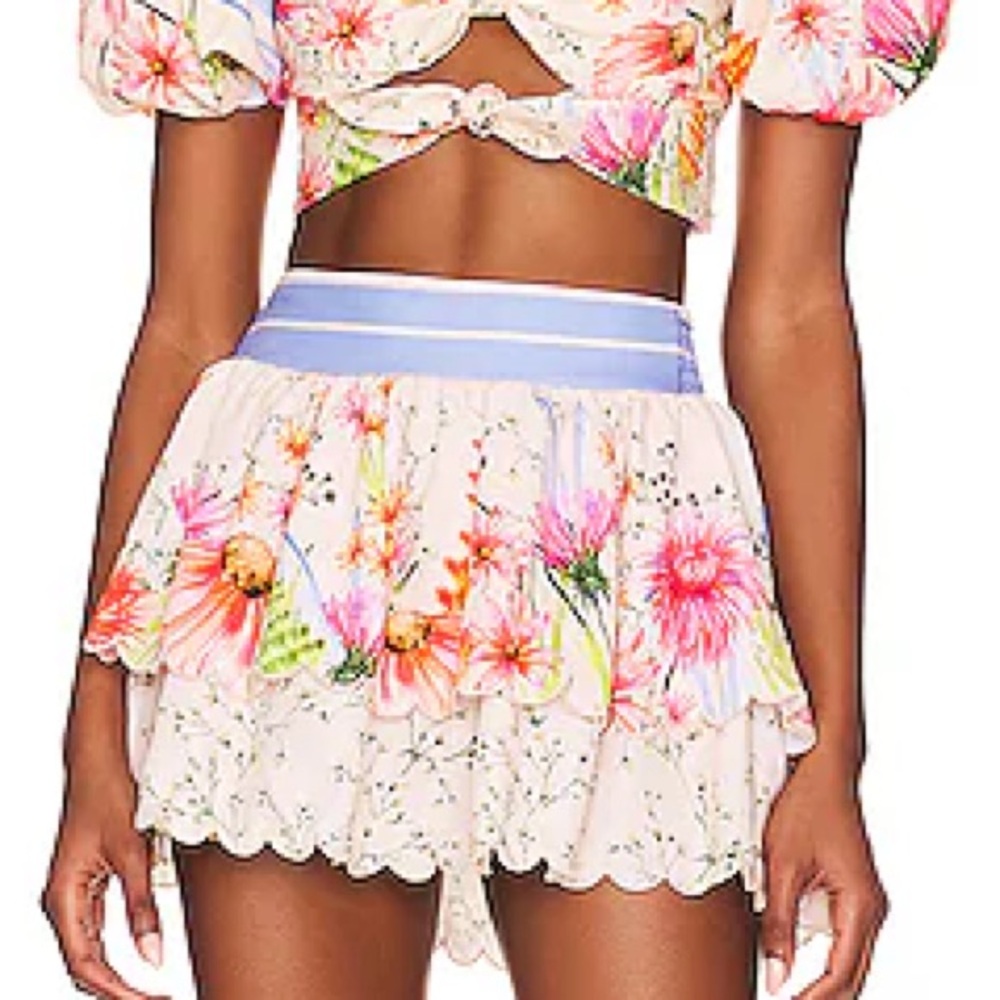 Agua Bendita × REVOLVE Cooper Skirt in
Cream Prairie